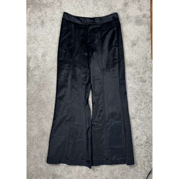Free People Pants Size 10 Black Velvet Flare Walk With You Trousers Wide Leg - Picture 5 of 11
